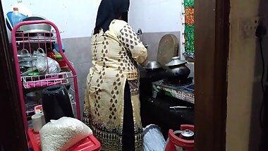 Indian 55 Year old Hot Mother in Law Fucked by Son in Law in Kitchen - Cum in the Big Ass
