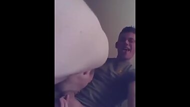 Faggot Gagging on my Cock