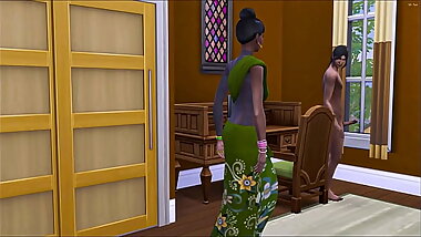 Indian step Mom catches her virgin step son masturbating watching a porn movie and decided to help him to see what it'_s like to have sex with a real woman for the first time